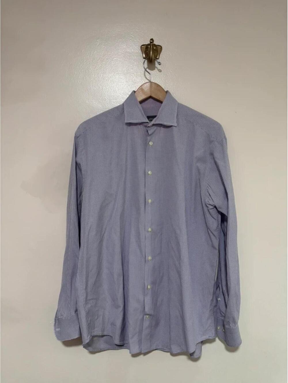 Armani Collezioni Purple Gingham Button Down Shirt size 41‎